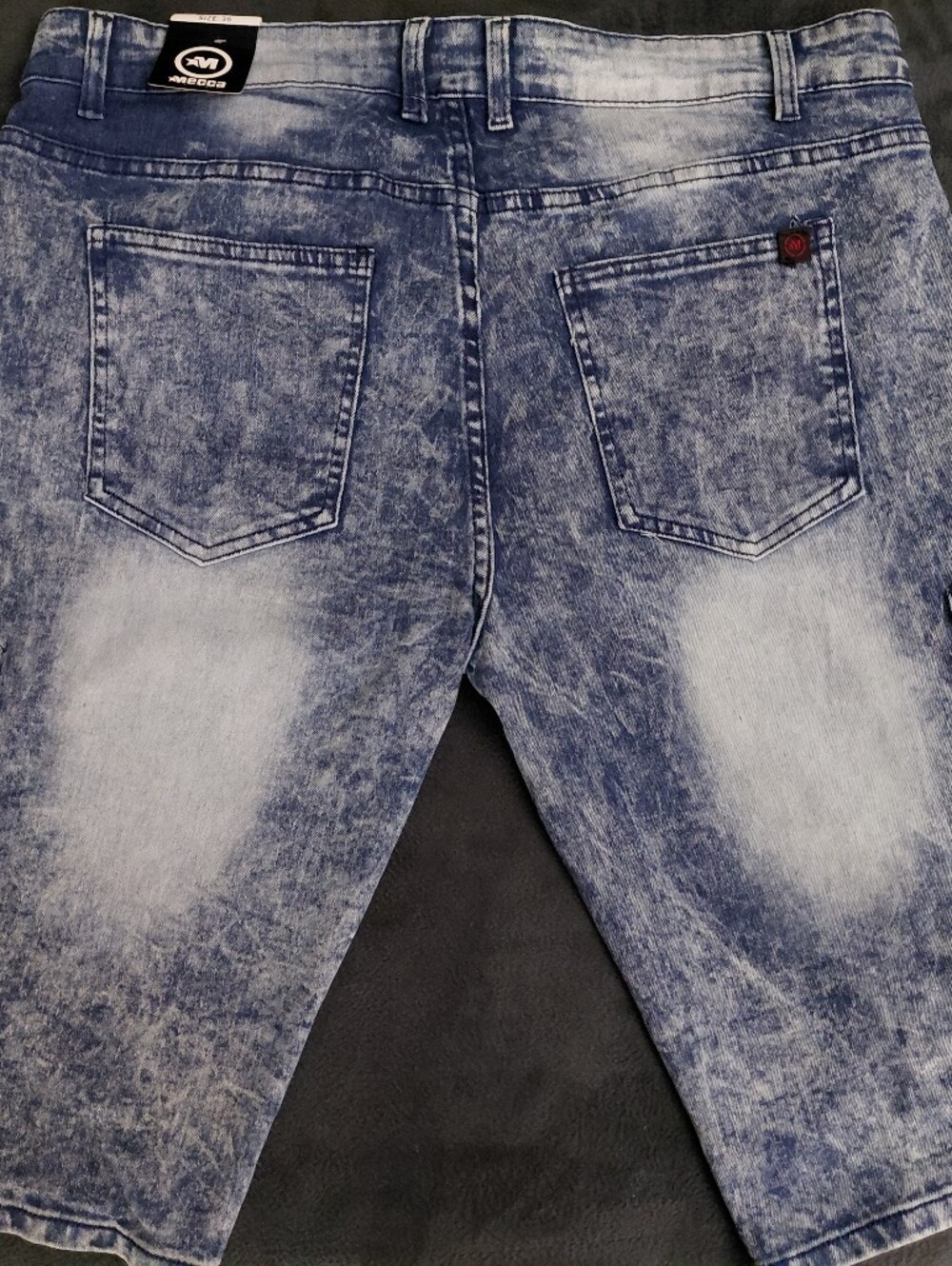 Mecca Men's Distressed Light Blue Denim Shorts - Picture 2 of 3